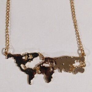 Gold-Tone World Map Pendant Necklace – Travel Lover Jewelry Stylish & Minimalist
